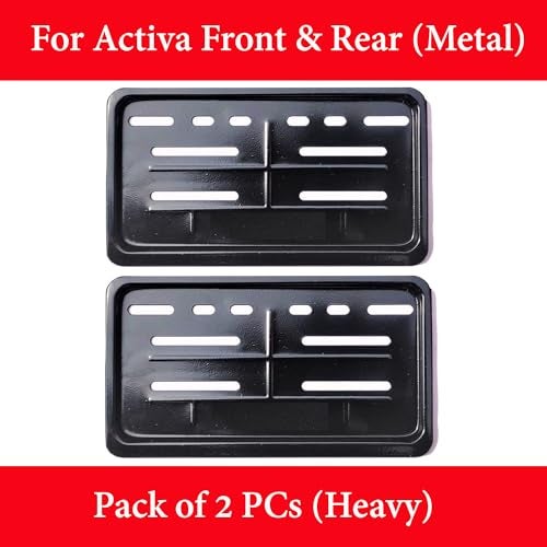 Ramanta Scooty No Plate Frame | Metal Body Heavy Duty Number Plate Frame Holder Protector | HSRP Frames Compatible with for All Scooty//Scooter (Front-Rear Set of 2) (Size 21.8 x 12.5 cm, Black) - Image 3