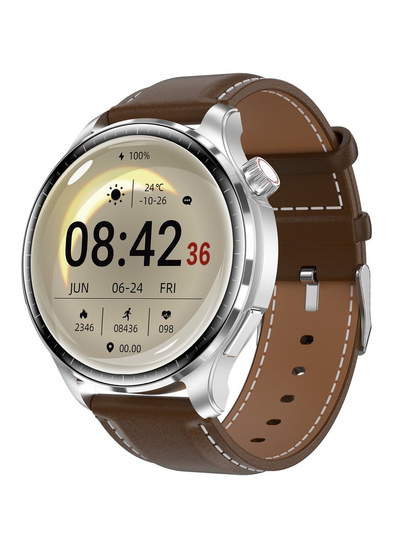 RollsTimi  Men's SmartWatch, 1.60-inch IPS HD Screen, Bluetooth Calling, IP68 Waterproof, 24 Hours Health Monitoring, Multiple Sports Modes, Casual Sports Watch, M13 Leather Brown - Image 1