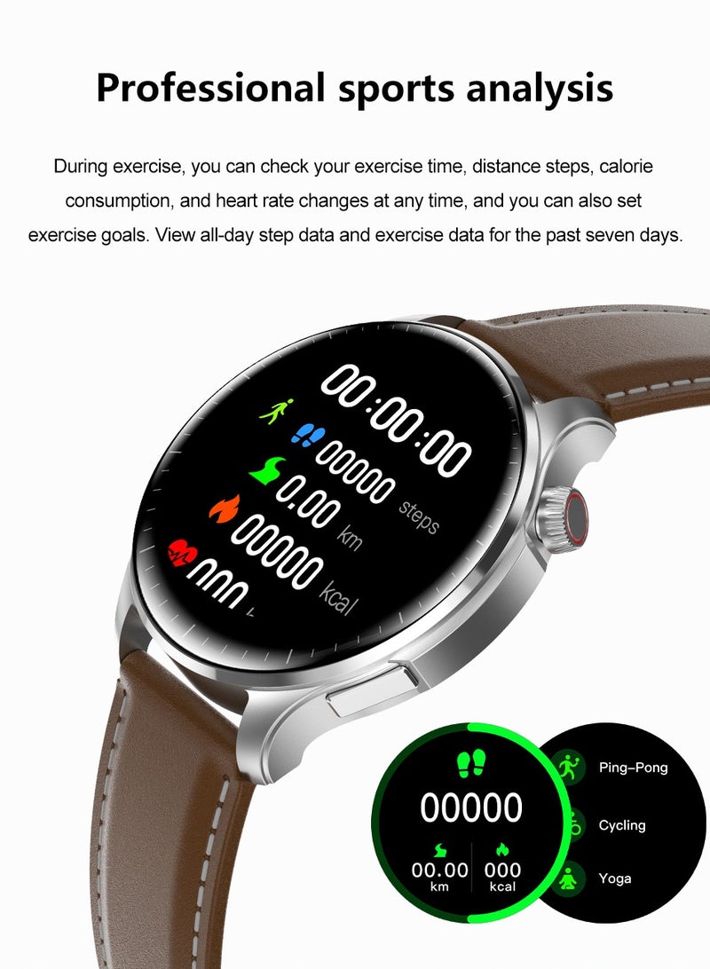 RollsTimi  Men's SmartWatch, 1.60-inch IPS HD Screen, Bluetooth Calling, IP68 Waterproof, 24 Hours Health Monitoring, Multiple Sports Modes, Casual Sports Watch, M13 Leather Brown - Image 5