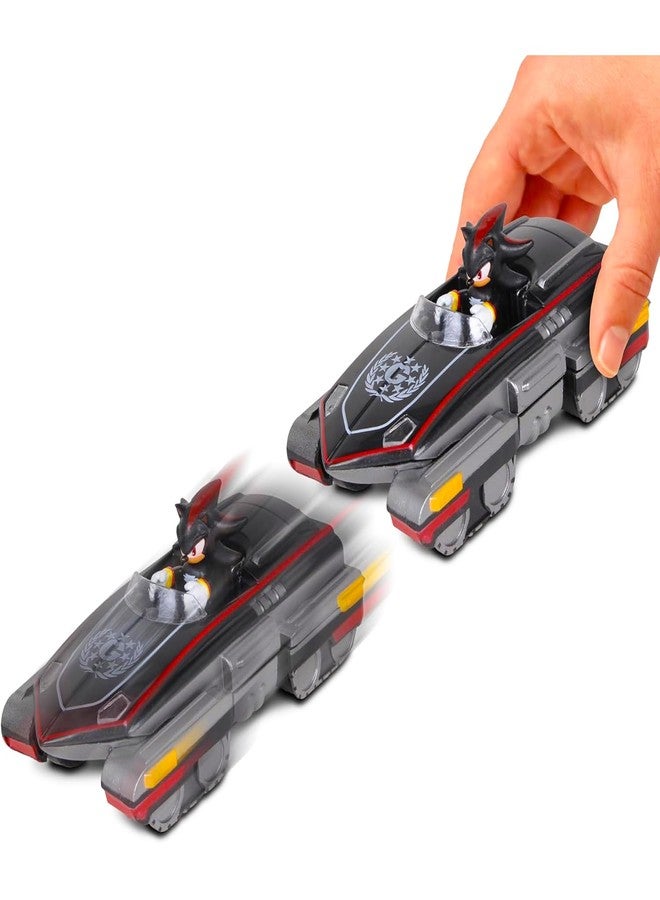 Sonic The Hedgehog مجموعة سيارات سباق شادو من سونيك ذا هيدجهوج - مجموعة هدايا سونيك أول ستارز ريسينغ مع سيارة سباق شادو القابلة للسحب بالإضافة إلى ملصقات، وأكثر | مجموعة سيارات سباق سونيك - Image 2