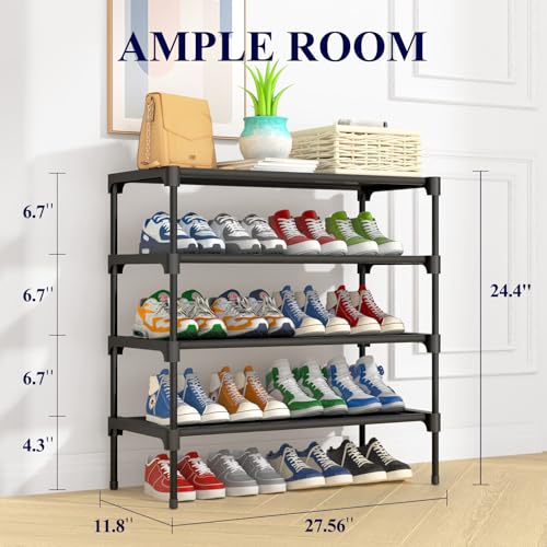 Kitsure Shoe Rack - Non-Woven Shoe Rack Shelf, Shoe Organizer for Closet, Entryway, Garage & Corridor, Stackable Shoe Shelves, X-Large, Black - Image 2