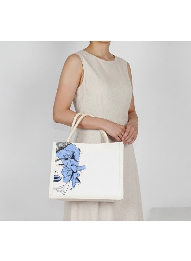 جينتيك حقيبة حمل فنية جمالية - حقيبة كتف فنية مرسومة، حقيبة تسوق قماشية قابلة لإعادة الاستخدام، هدية مثالية للنساء