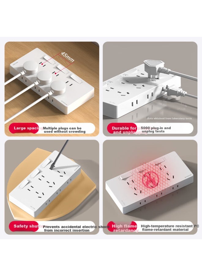Chigo 86-type Expandable Power Strip Kitchen Multi-port Converter Wireless Socket Extension [white-21 Ports-left Wiring] Right Expansion + Independent Switch - Image 5