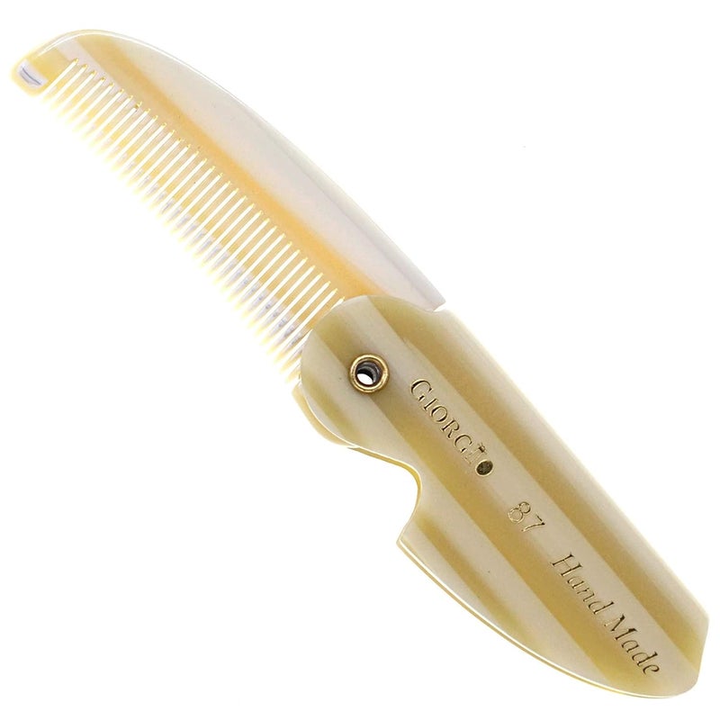 Giorgio G87 Fine Tooth Mustache  Beard Comb Handmade Sawcut Hand Polished Pocket Styling Comb for Everyday Grooming  Hair Care Ivory 45