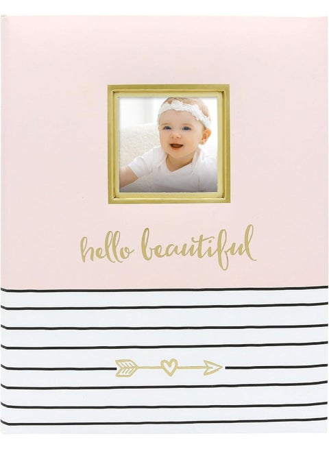 Pearhead Hello Beautiful First 5 Years Baby Memory Book with Photo Insert, Perfect Keepsake, Pink, 1 Count (Pack of 1)