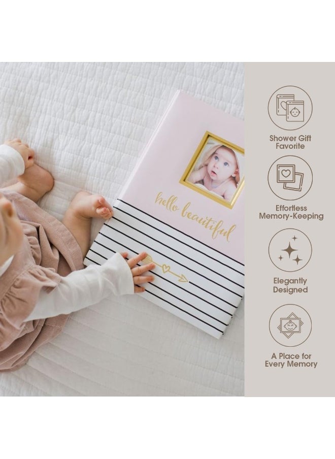 pearhead - Pearhead Hello Beautiful First 5 Years Baby Memory Book with Photo Insert, Perfect Keepsake, Pink, 1 Count (Pack of 1) - Image 1