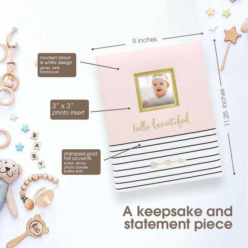 Pearhead Hello Baby First 5 Years Memory Book, Baby Girl Keepsake for New and Expectant Parents, Pregnancy And Milestone Journal, Pink - Image 2