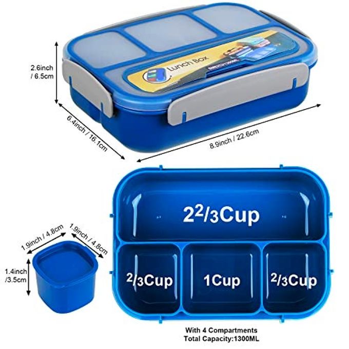 MaMix Bento Box Adult Lunch Box, Lunch Box Kids, Lunch Containers for Adults/Kids/Students,1300ML-4 Compartment Bento Box (bright blue) - Image 5