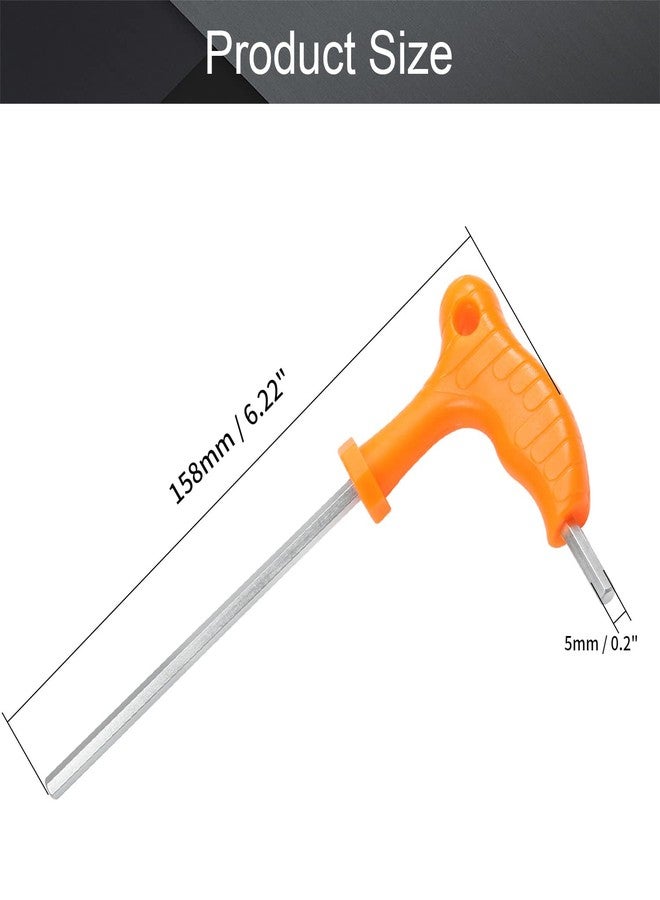 اتول مارت مفتاح ألين بمقبض على شكل حرف T من Utoolmart، مقاس 5 مم متري، مفتاح سداسي بمقبض على شكل حرف T، بطول إجمالي 158 مم - Image 2