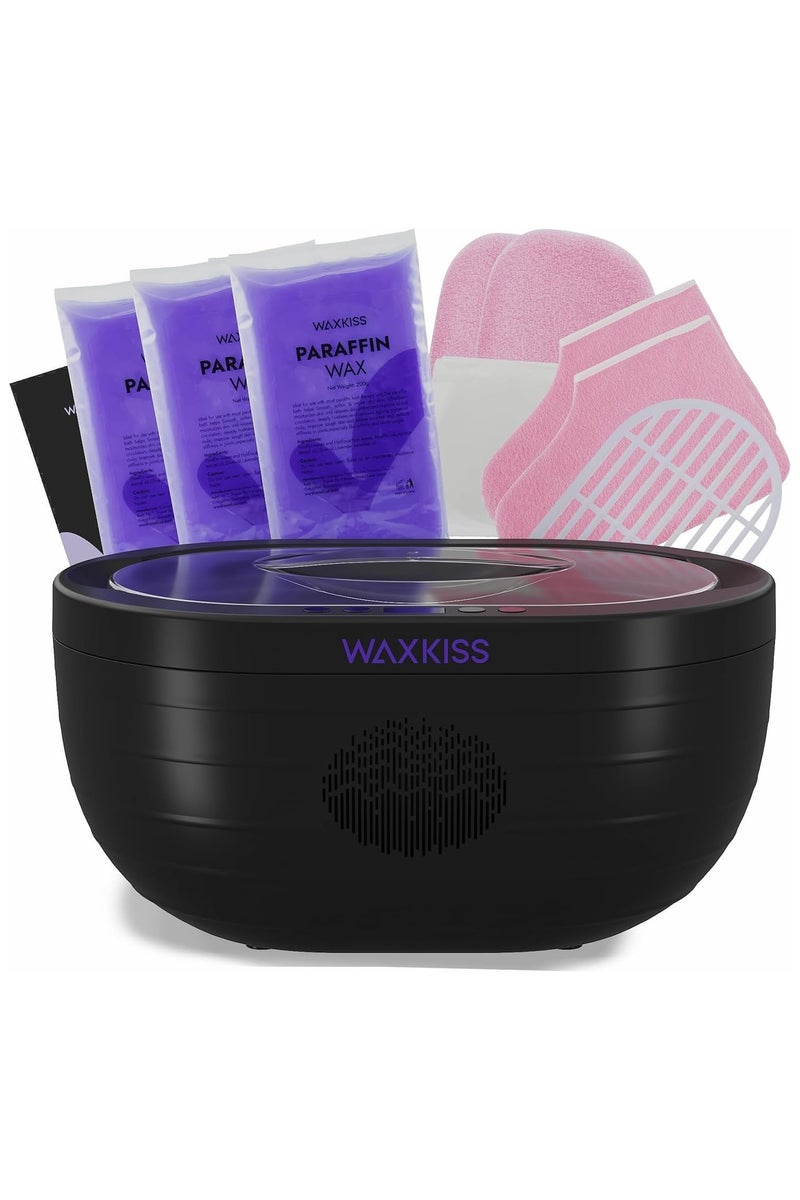 واكس كيس جهاز إزالة شمع البارافين من waxkiss لليدين والقدمين، جهاز حمام شمع البارافين، مجموعة جهاز إزالة شمع البارافين من مادة آمنة لتخفيف التهاب المفاصل وترطيب البشرة بعمق (3000A_BL) - Image 1