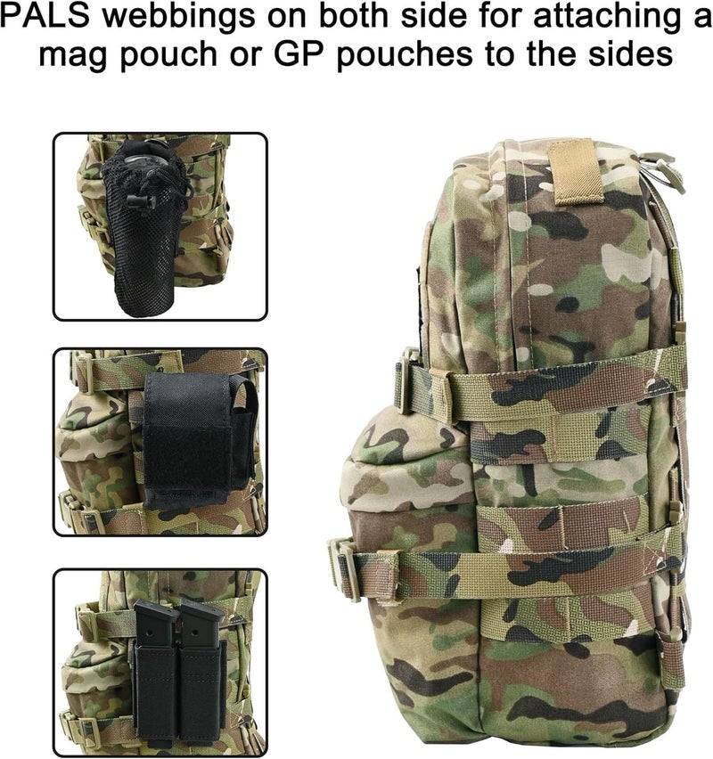 tactifans Tactical Mini Molle Hydration Pack,Molle Hydration Carrier with US Flag Nylon Water Resistant,Hydropack 2L Water Bladder for Tactical Vest Backpack(CP) - Image 4