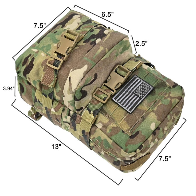 tactifans Tactical Mini Molle Hydration Pack,Molle Hydration Carrier with US Flag Nylon Water Resistant,Hydropack 2L Water Bladder for Tactical Vest Backpack(CP) - Image 2