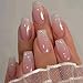 RUPOFUZA Long Press on Nails Coffin Fake Nails with Pink White Ombre A Little Bit of Glitter Designs Acrylic Nails Press ons Artificial False Stick on Nails for Women 30Pcs - Image 2