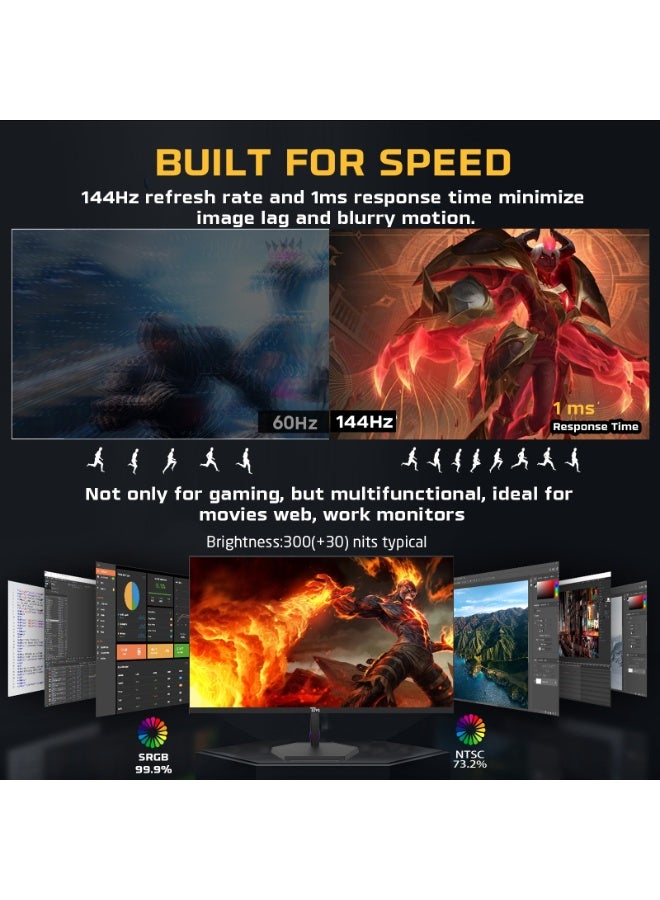 TWISTED MINDS 27 inch E-LED IPS FHD 144Hz 1ms Gaming Monitor, Adaptive Sync, Flicker-Free, Low Blue Light, HDMI 2.1, DP 1.4, Speakers, VESA Mount, 99% sRGB, Model TM27FHD1441PS Low Blue Light - Image 3
