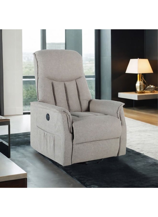 DANUBE HOME - Danny 1-Seater Lift Chair With Electric Fabric Recliner Lift Recliner Chair Comfortable Electric Recliner For Elderly Modern Living Room Recliner With Easy Lift â€“ Brown - Image 1