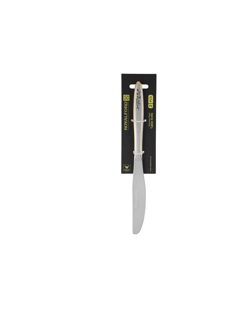 Royalford 2-piece Stainless Steel Table Knife- RF12553/ 23 cm, Stylish and Light-Weight Silver - Image 2