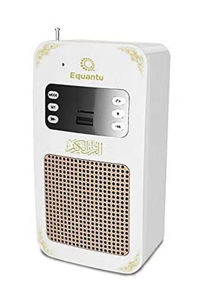Equantu SQ669 Portable Bluetooth Speaker with MP3 Player, Arabic Translation Quran Player, USB & TF Card Support, Rechargeable Battery, LED Display, and Compact Travel Design – White - Image 2