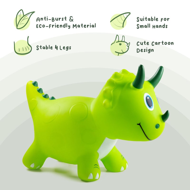 EVERICH TOY Kids Dinosaur Bouncy Animal Toys, Inflatable Triceratops Bouncer, Ride on Bounce Hopper, Indoor Outdoor Activity Birthday Gift for 18 Months 2 3 4 Years Old Boys - Image 4