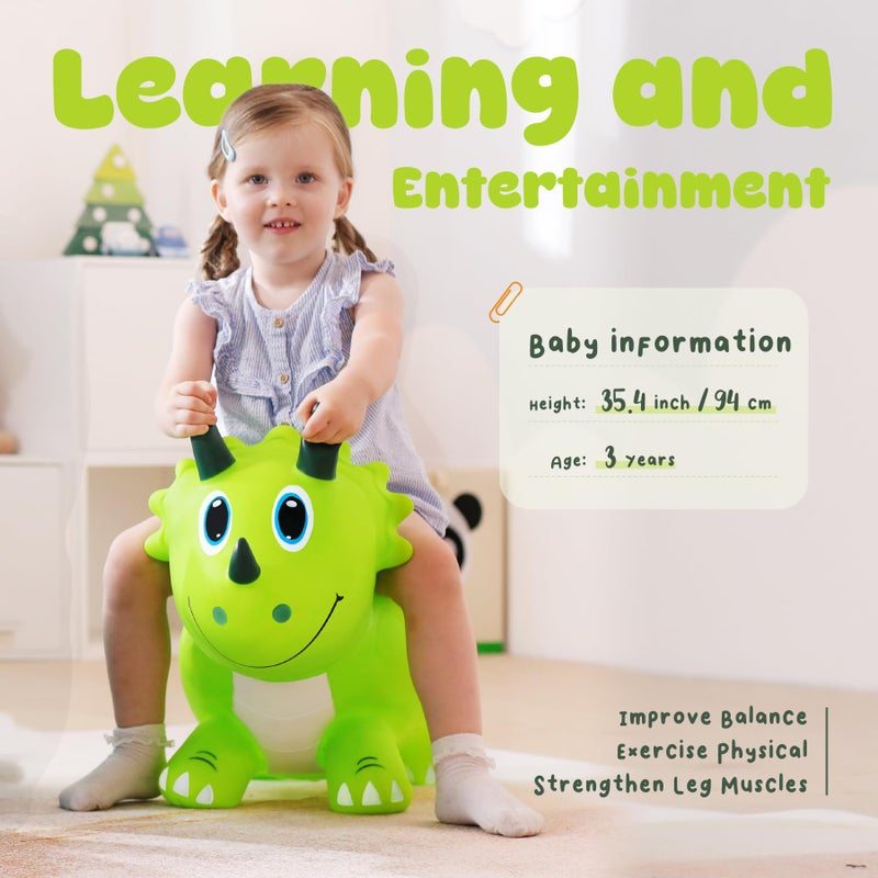 EVERICH TOY Kids Dinosaur Bouncy Animal Toys, Inflatable Triceratops Bouncer, Ride on Bounce Hopper, Indoor Outdoor Activity Birthday Gift for 18 Months 2 3 4 Years Old Boys - Image 3