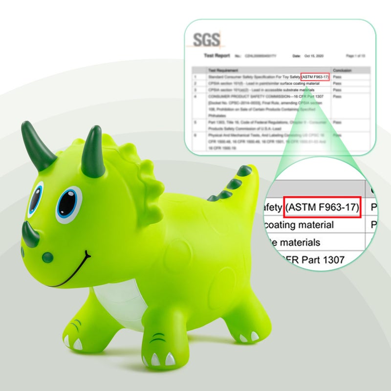 EVERICH TOY Kids Dinosaur Bouncy Animal Toys, Inflatable Triceratops Bouncer, Ride on Bounce Hopper, Indoor Outdoor Activity Birthday Gift for 18 Months 2 3 4 Years Old Boys - Image 5