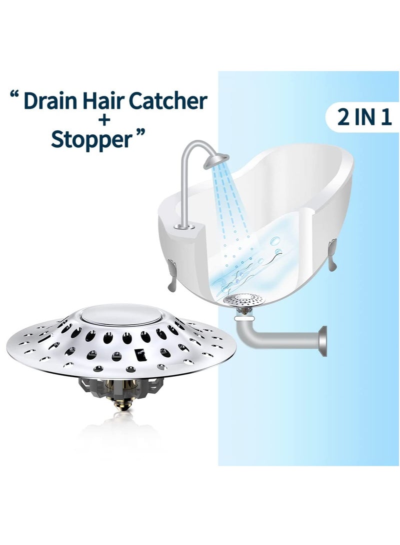 Zikra Universal Bathtub Stopper with Cover Hair Collector, Bathtub Drain Cover Stopper, pop up Bathtub Drain Plug, Easy to Install and Clean, for 1.6"-2.1" Drain Hole - Image 2