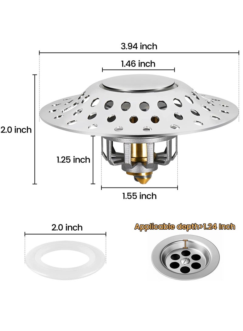 Zikra Universal Bathtub Stopper with Cover Hair Collector, Bathtub Drain Cover Stopper, pop up Bathtub Drain Plug, Easy to Install and Clean, for 1.6"-2.1" Drain Hole - Image 5