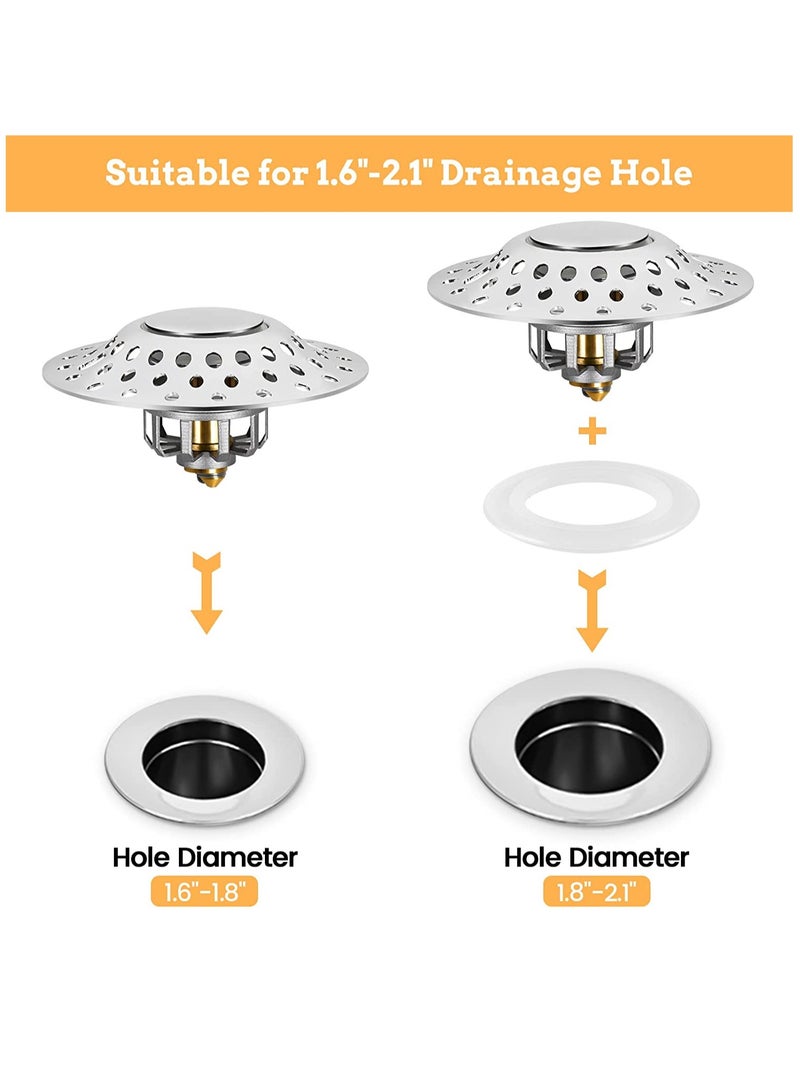 Zikra Universal Bathtub Stopper with Cover Hair Collector, Bathtub Drain Cover Stopper, pop up Bathtub Drain Plug, Easy to Install and Clean, for 1.6"-2.1" Drain Hole - Image 3