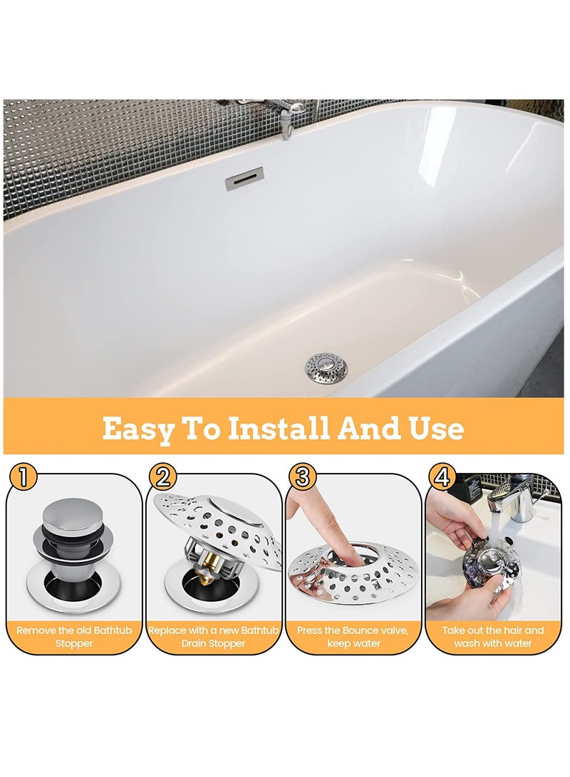 Zikra Universal Bathtub Stopper with Cover Hair Collector, Bathtub Drain Cover Stopper, pop up Bathtub Drain Plug, Easy to Install and Clean, for 1.6"-2.1" Drain Hole - Image 4