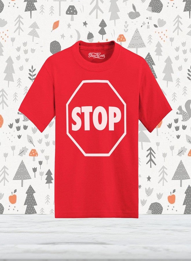 shop4ever® Stop Sign Traffic Stop Toddler Cotton T-Shirt 4T Red - Image 2