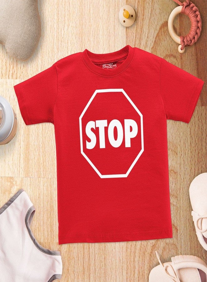 shop4ever® Stop Sign Traffic Stop Toddler Cotton T-Shirt 4T Red - Image 4