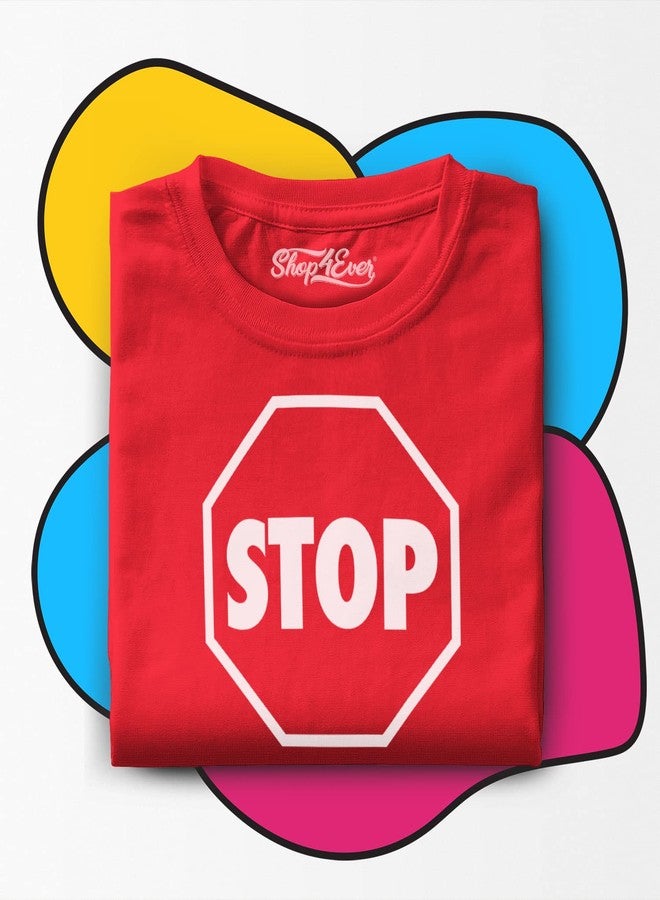 shop4ever® Stop Sign Traffic Stop Toddler Cotton T-Shirt 4T Red - Image 3