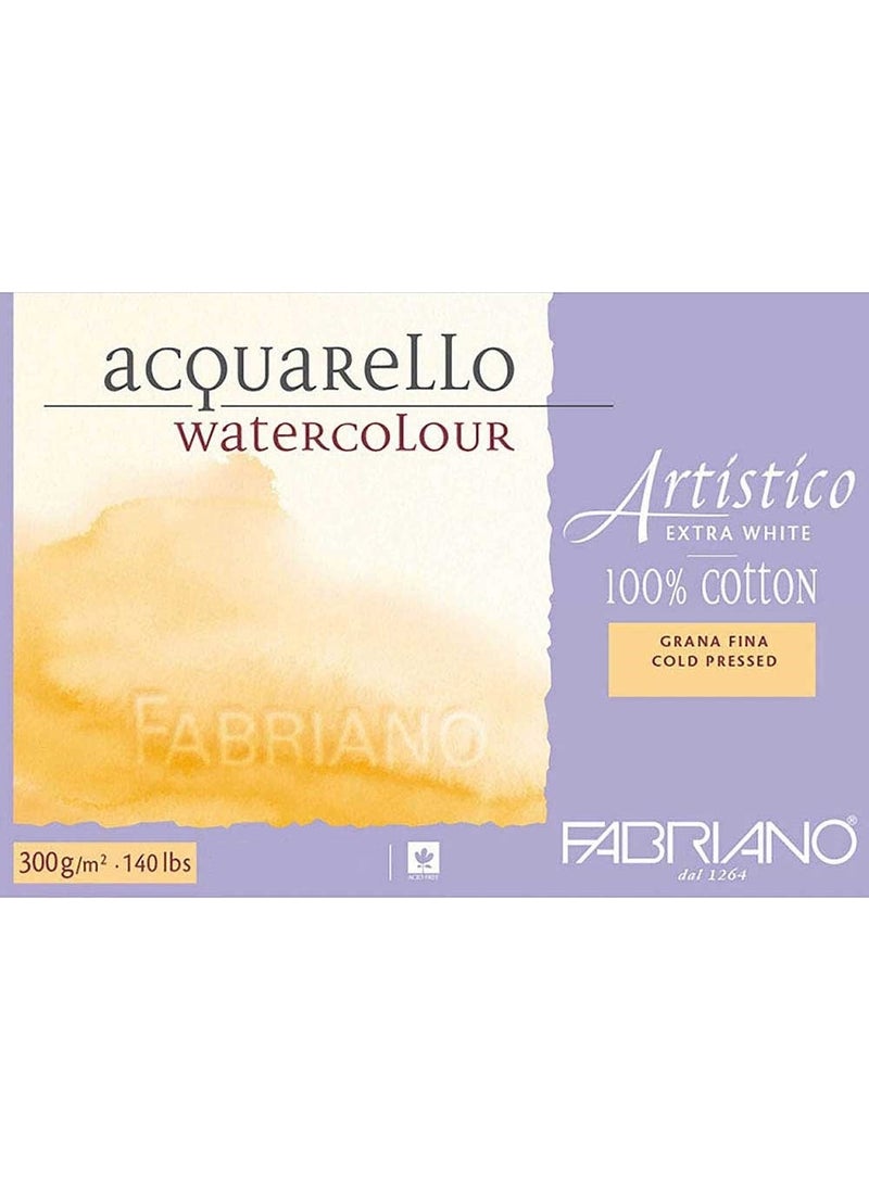 FABRIANO - Artistico Extra White Watercolour Notebook Cold Press - Medium Texture 300 gr 12 Sheets 31 x 41 cm - Image 1