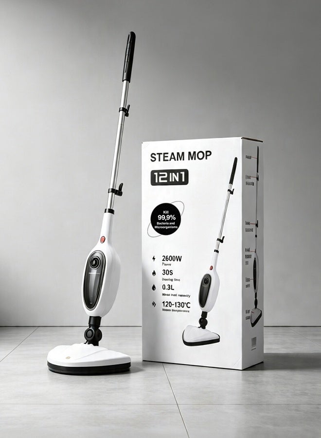 Sharpdo 12-in-1 Electric Steam Mop, 2600W Steam Cleaner with Detachable Handheld Steamer, 12 Multi-Purpose Accessories, 30S Quick Heat-Up, 300ML Water Tank, Chemical-Free Deep Cleaning for Floors, Carpets, Glass & Furniture - Image 2