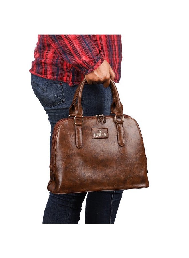 THE CLOWNFISH The Clownfish Martina Handbag for Women Office Bag Ladies Shoulder Bag Tote for Women College Girls (Brown)  - Image 2
