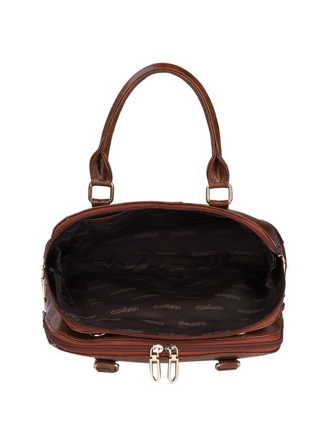 THE CLOWNFISH The Clownfish Martina Handbag for Women Office Bag Ladies Shoulder Bag Tote for Women College Girls (Brown)  - Image 5
