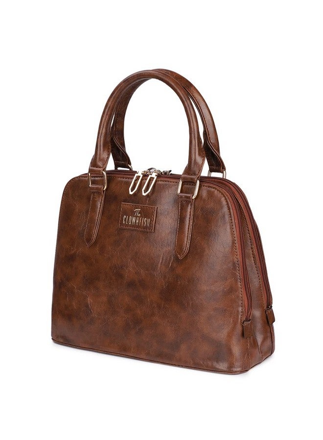 THE CLOWNFISH The Clownfish Martina Handbag for Women Office Bag Ladies Shoulder Bag Tote for Women College Girls (Brown)  - Image 3