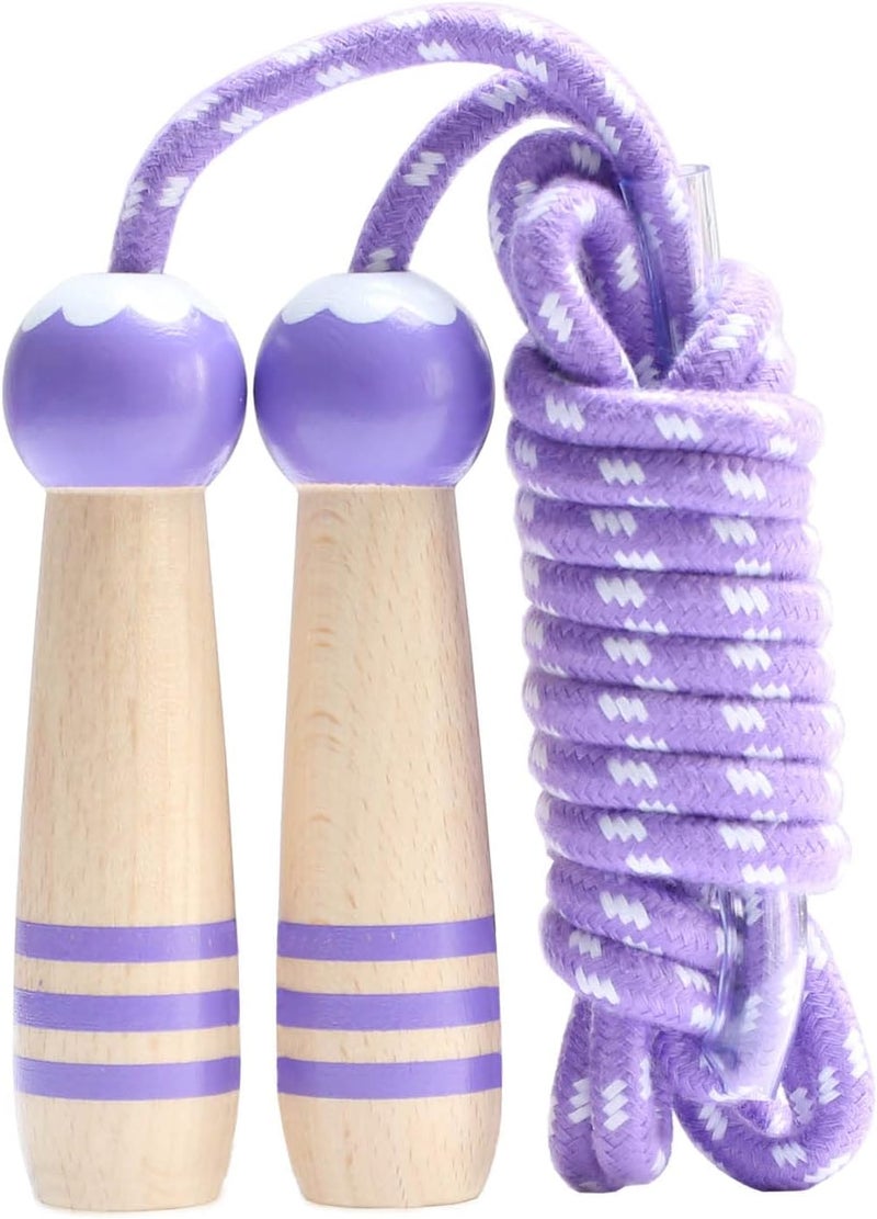Ace one Jump Rope Kids, 7ft Adjustable Cotton Skipping Rope with Wooden Handle for Boys and Girls Fitness Outdoor Exercise - Image 1