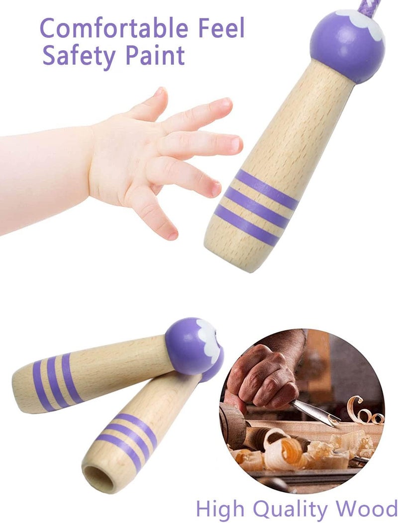 Ace one Jump Rope Kids, 7ft Adjustable Cotton Skipping Rope with Wooden Handle for Boys and Girls Fitness Outdoor Exercise - Image 3