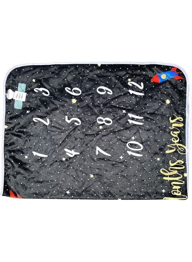 AROAQ Baby Milestone Blanket Flannel – Soft Photo Prop for Newborn Photography, Black 150cm - Image 2