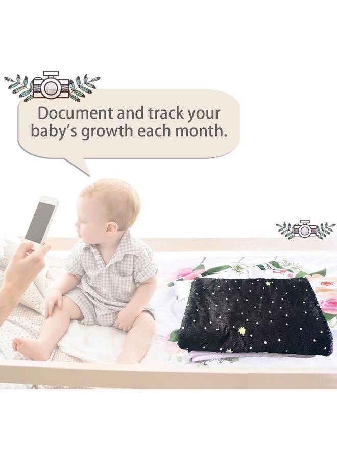 AROAQ Baby Milestone Blanket Flannel – Soft Photo Prop for Newborn Photography, Black 150cm - Image 4