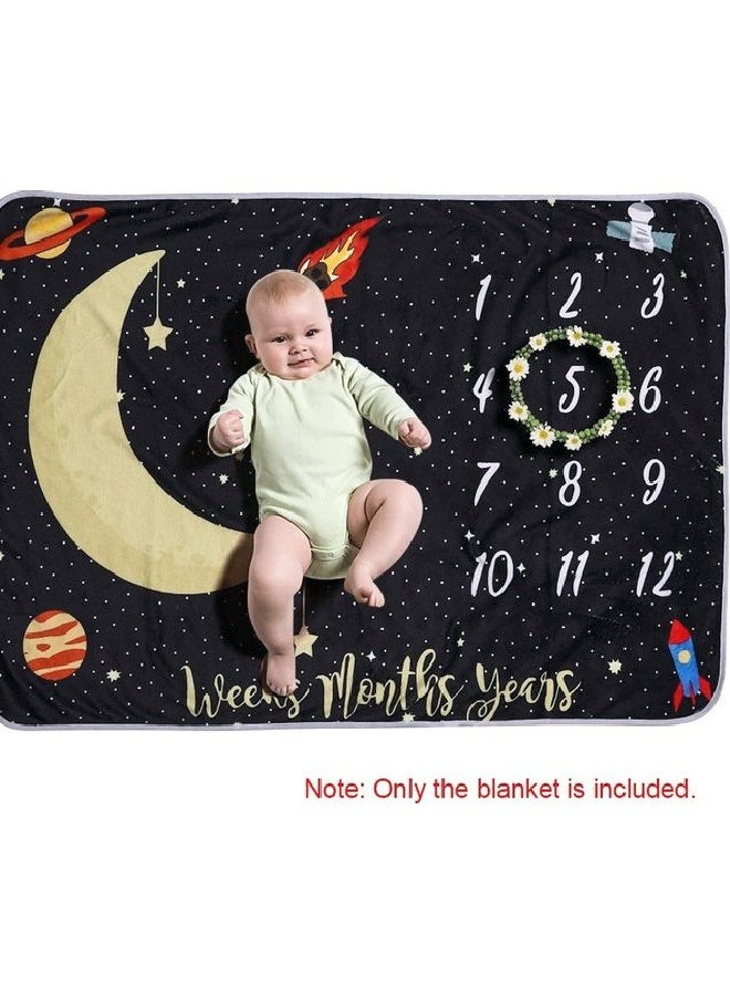 AROAQ Baby Milestone Blanket Flannel – Soft Photo Prop for Newborn Photography, Black 150cm - Image 1