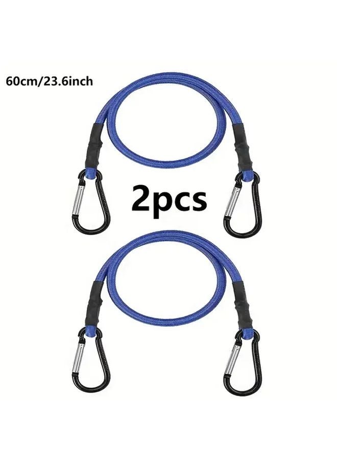 Blue Heavy Duty Elastic Ropes with Hooks 60cm for Outdoor Camping Tent Setup - Image 1