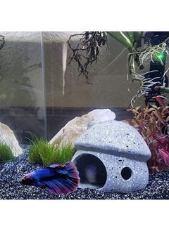 Saim Saim Aquarium Decorations Mushroom House Ceramic Cave, Betta Fish Hideout Breeding Mushroom Cave Fish Tank Ornaments for Amano Shrimp Cichlid Bonsai to Play, Hide and Rest - Grey  - Image 2