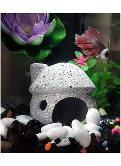Saim Saim Aquarium Decorations Mushroom House Ceramic Cave, Betta Fish Hideout Breeding Mushroom Cave Fish Tank Ornaments for Amano Shrimp Cichlid Bonsai to Play, Hide and Rest - Grey  - Image 5