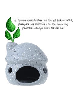 Saim Saim Aquarium Decorations Mushroom House Ceramic Cave, Betta Fish Hideout Breeding Mushroom Cave Fish Tank Ornaments for Amano Shrimp Cichlid Bonsai to Play, Hide and Rest - Grey  - Image 4