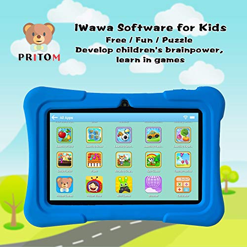 PRITOM 7 inch Kids Tablets, Androdi 13 Tablet for Toddler, 32GB, WiFi, Bluetooth, Dual Camera, Educationl, Games,Parental Control, Kids Software Pre-Installed with Kids-Tablet Case(Dark Blue) - Image 2