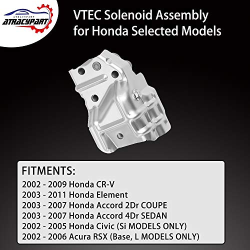 ATRACYPART VTEC Solenoid Spool Valve Assembly with Oil Pressure Switch and Gasket | for Honda Accord CRV CR-V Civic Si Element Acura RSX | Replace# 15810-RAA-A03 15810-PNE-G01 15810-PPA-A01 15810-RAA-A01 - Image 3
