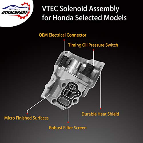 ATRACYPART VTEC Solenoid Spool Valve Assembly with Oil Pressure Switch and Gasket | for Honda Accord CRV CR-V Civic Si Element Acura RSX | Replace# 15810-RAA-A03 15810-PNE-G01 15810-PPA-A01 15810-RAA-A01 - Image 4