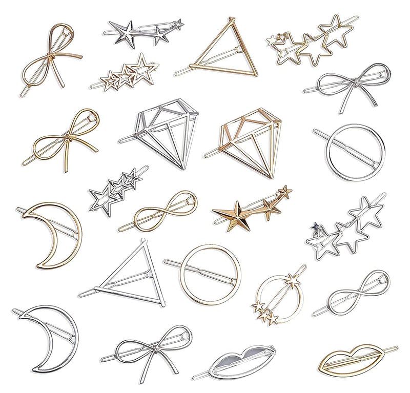 FAVELA Hair Clip Minimalist Hair Clip Geometric Round Circle Metal Hairpin Minimalist Hollow Hair Stick Alloy Hair Slide Pins Hair Barrettes Hair Accessories For Women Girls (Clip-3), Silver - Image 1