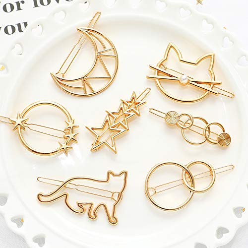FAVELA Hair Clip Minimalist Hair Clip Geometric Round Circle Metal Hairpin Minimalist Hollow Hair Stick Alloy Hair Slide Pins Hair Barrettes Hair Accessories For Women Girls (Clip-3), Silver - Image 2